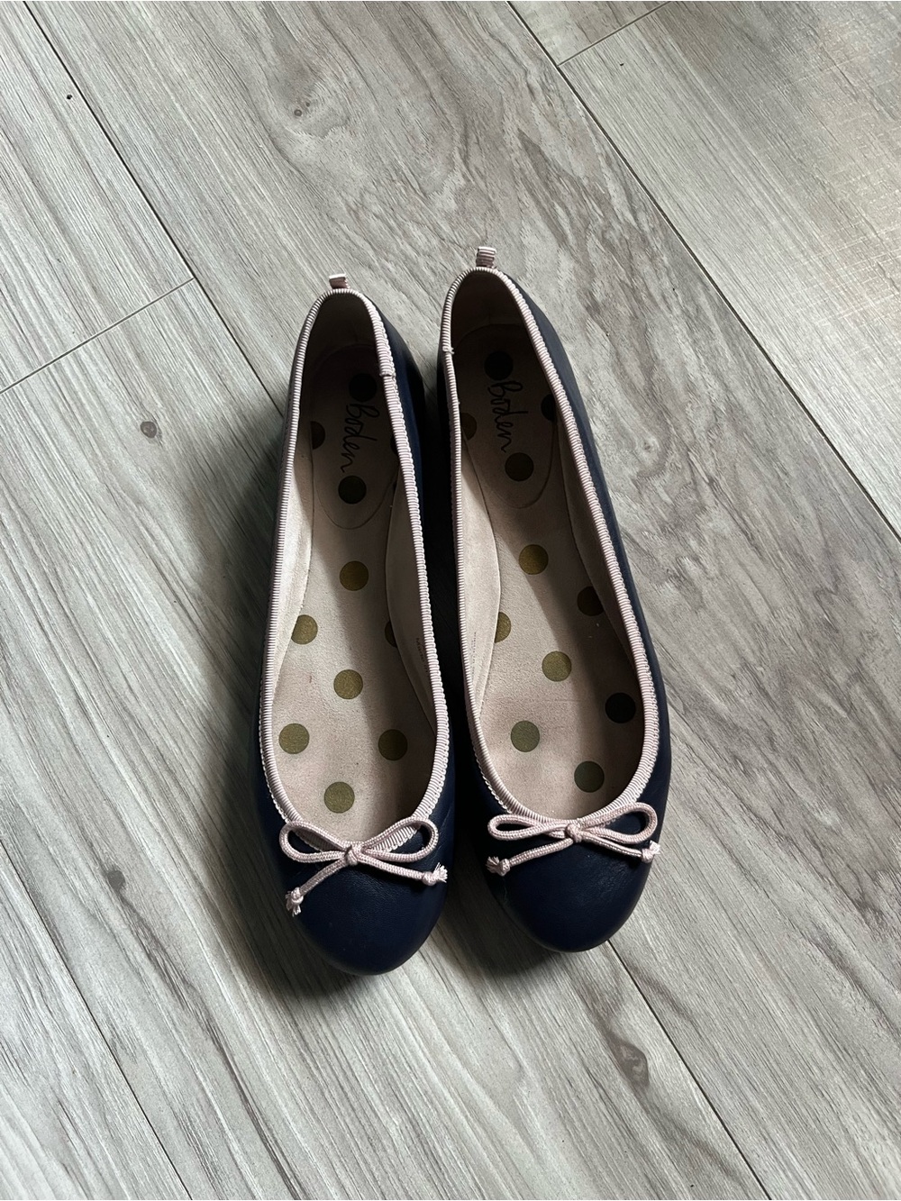 Boden Navy Flats with Blush Trim